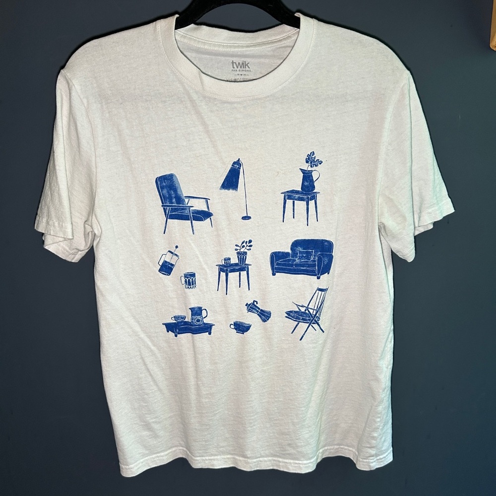 twik White Tee with Blue Home Icons